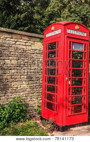 Traditional Red Telephone Box In Uk