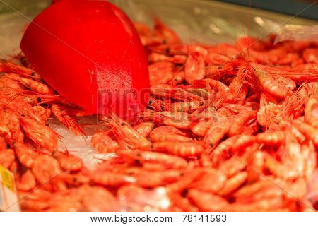 Shrimps Fish Market (fisketorget) In Bergen, Norway