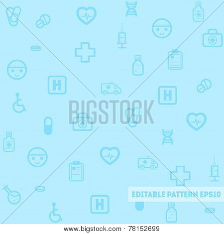 Seamless medical pattern with blue background