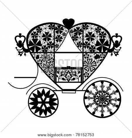 Vintage Black Lace Carriage Isolated White Background