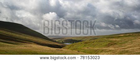 Beautiful Landscape Of Brecon Beacons National Park With Moody Sky