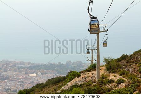 Cableway Of City Near Sea