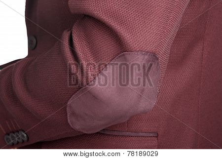 Dark Red Suit Jacket For Men, A Patch On The Elbow.