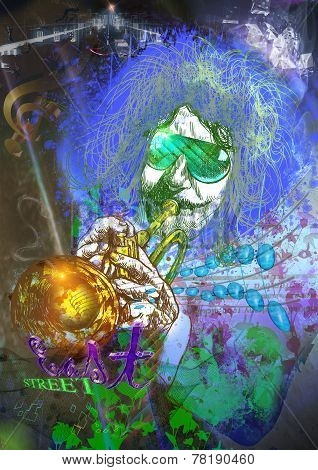 Musician: Trumpet Player (mixed Media Art)