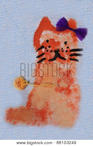 cat with bow drawing