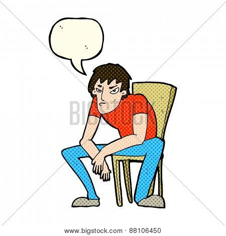 cartoon dejected man with speech bubble