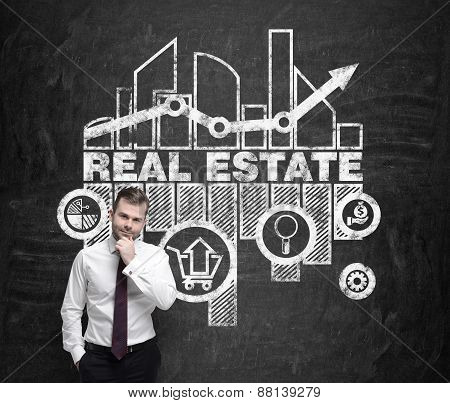 Handsome Real Estate Agent Is Thinking About Opportunities Of Real Estate Market.
