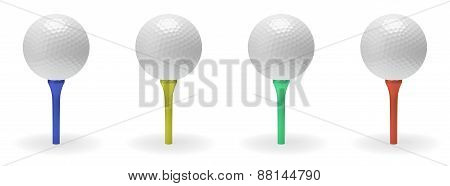 Golf Ball On Tee Set