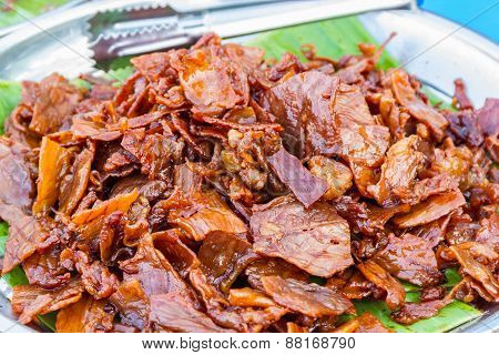 Slice Of Baked  Carameled Pork Belly.