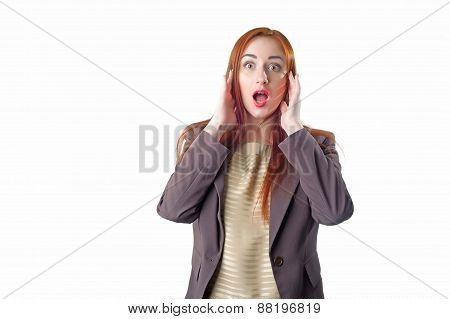 Amazed Redhead Business Woman