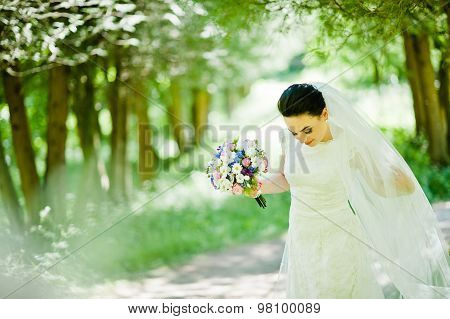 Gorgeus Brunette Bride Outdoors