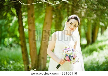 Gorgeus Brunette Bride Outdoors