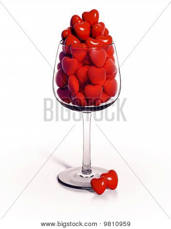 Wineglass túl sok a piros szívek