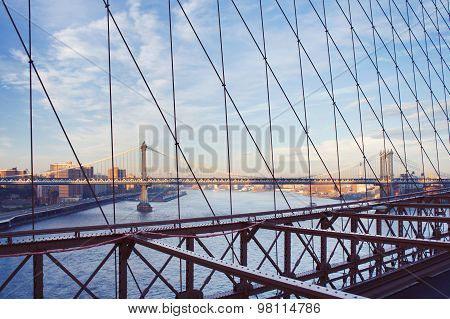 Manhattan Bridge View From Brooklyn Bridge
