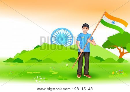 People with Indian flag