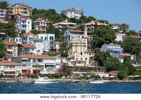 View Of Princes Islands Of Burgaz Adasi Hillside With Luxury Residential Housing On Coast, Turkey