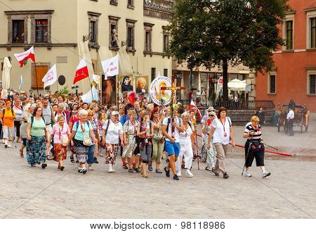 Warsaw. Religious procession of pilgrims.