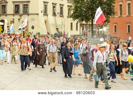 Warsaw. Religious procession of pilgrims.