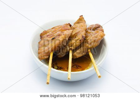Homemade grill BBQ pork on white