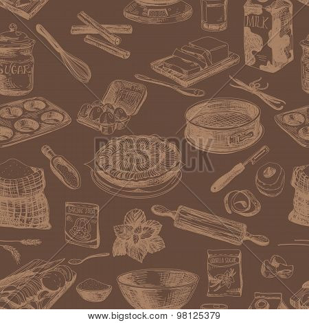Vector seamless bakery pattern. Repeating abstract background.