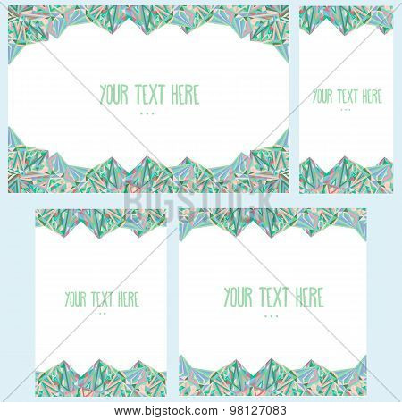 Set of colorful geometric postcards