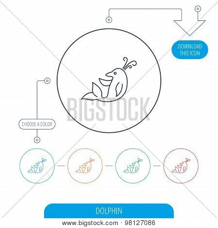 Dolphin icon. Cetacean mammal sign.