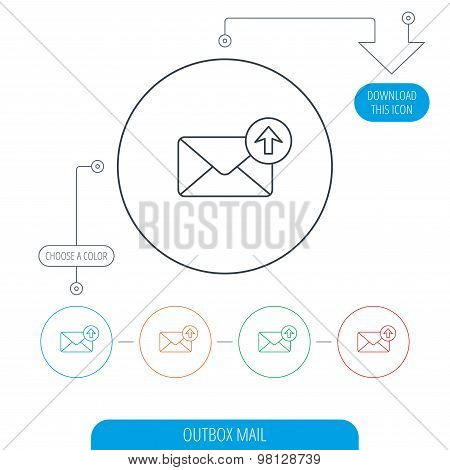 Mail outbox icon. Email message sign.