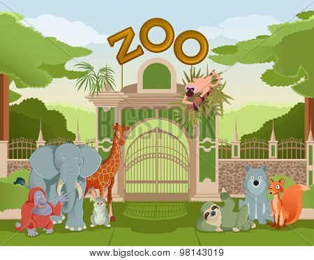 Zoo gate with animals 3