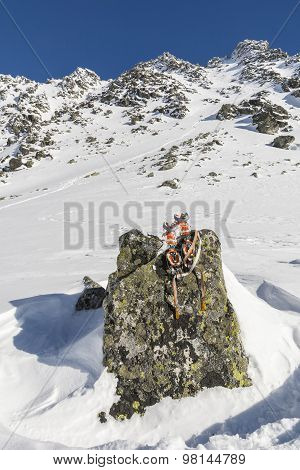Crampons On A Boulder