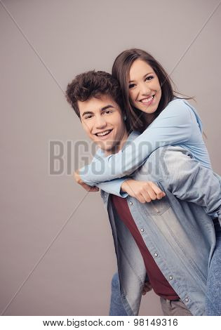 Smiling Couple Having Fun