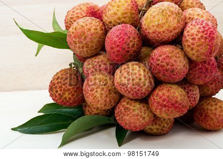 Litchi Chinensis In The Wooden Box