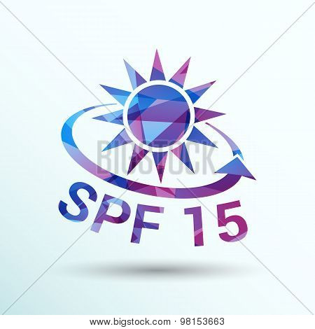 spf fifteen shield sticker badge label banner sign isolated.
