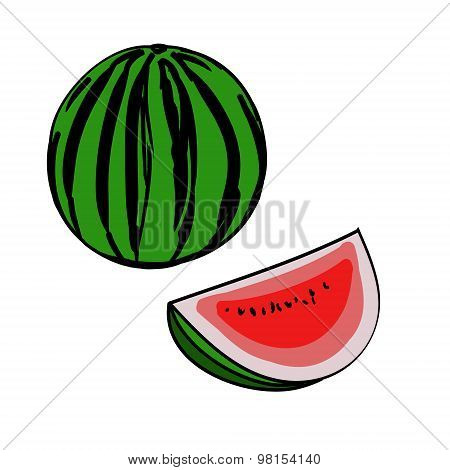 Watermelon, Slice (simple Sketch)