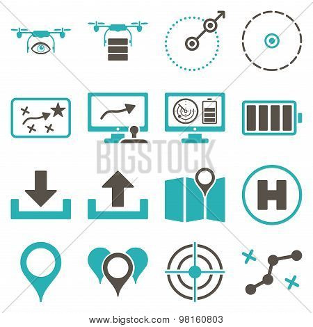 Drone control icon set