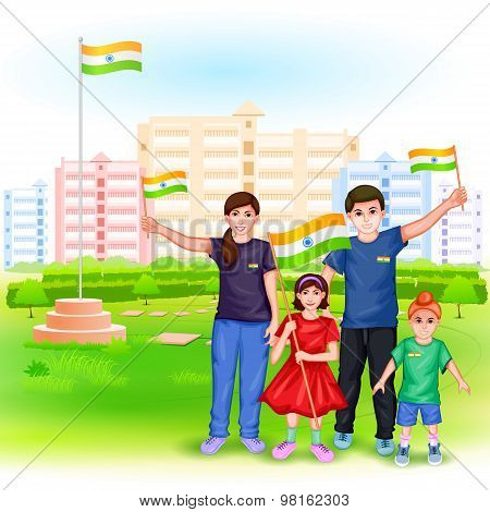 People with Indian flag