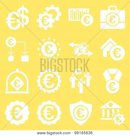 Euro banking business and service tools icons