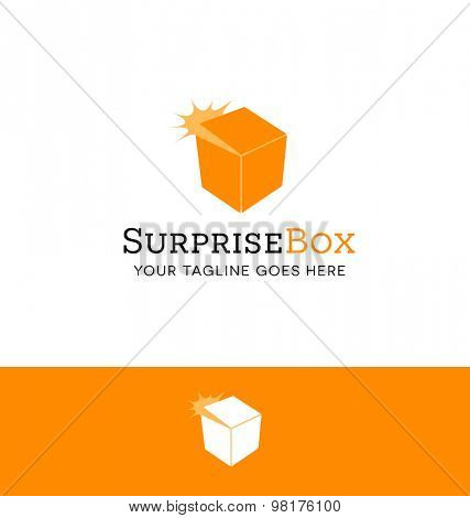 logo design of a surprise box opening