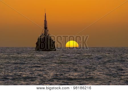 Ship Silhouette Old Wooden