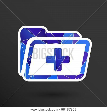 Medical health record folder flat icon for healthcare