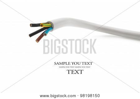 closeup of a electric cable on a white background