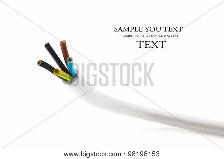 closeup of a electric cable on a white background