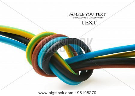 closeup of a electric cable on a white background