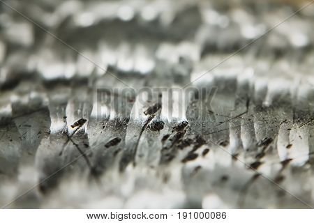 Abstract faceted crystallized background. Metal crystal design. Selective focus