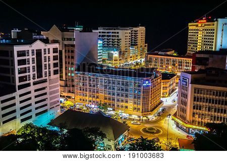 Kota Kinabalu,Sabah-May 29,2017:Kota Kinabalu city night view on 29th May 2017 in Kota Kinabalu,Sabah,Malaysia.Kota Kinabalu City is hub for islands,resorts,award winning sunsets & Mount Kinabalu