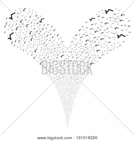 Sqrt fireworks stream. Vector illustration style is flat gray iconic sqrt symbols on a white background. Object fountain made from random pictograms.