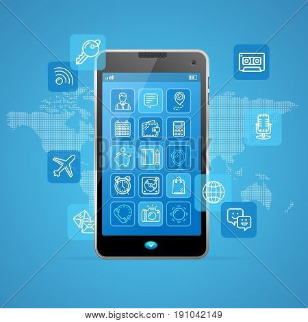 Web App Ui Ux Concept Mobail Phone Element Modern Design. Vector illustration
