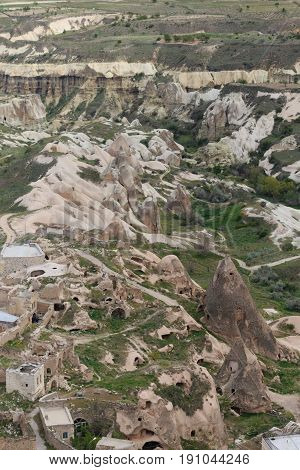 View From Uchhisar Castle Over Valleys With Rock Formations And Fairy Chimneys