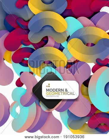 Abstract color geometric round shapes on white - elements with shadow, colorful composition
