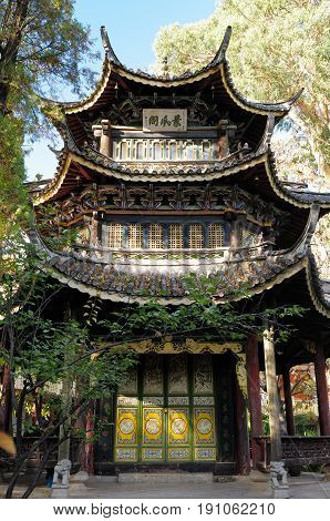 Temple in the Jianchuan town in China in the Yunnan province