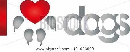 Dog paw as heart, colored, dogs and keeper logo